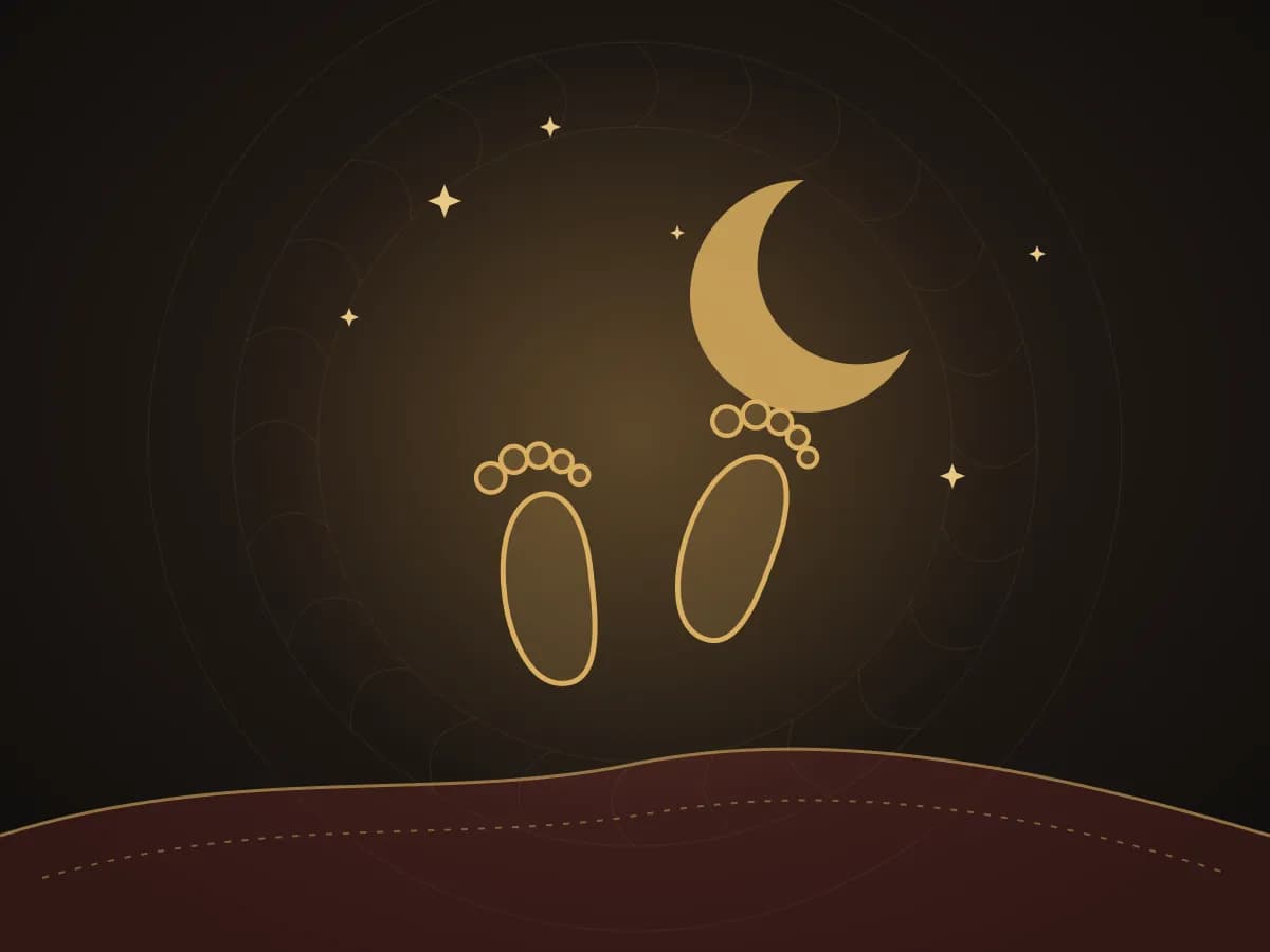 Illustration of baby footprints and a crescent moon